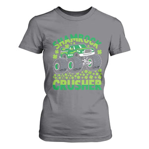 Funny Shamrock Crusher Monster Truck T Shirt For Women Happy St Patricks Day Boys TS02 Charcoal Print Your Wear