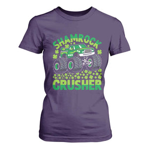 Funny Shamrock Crusher Monster Truck T Shirt For Women Happy St Patricks Day Boys TS02 Purple Print Your Wear