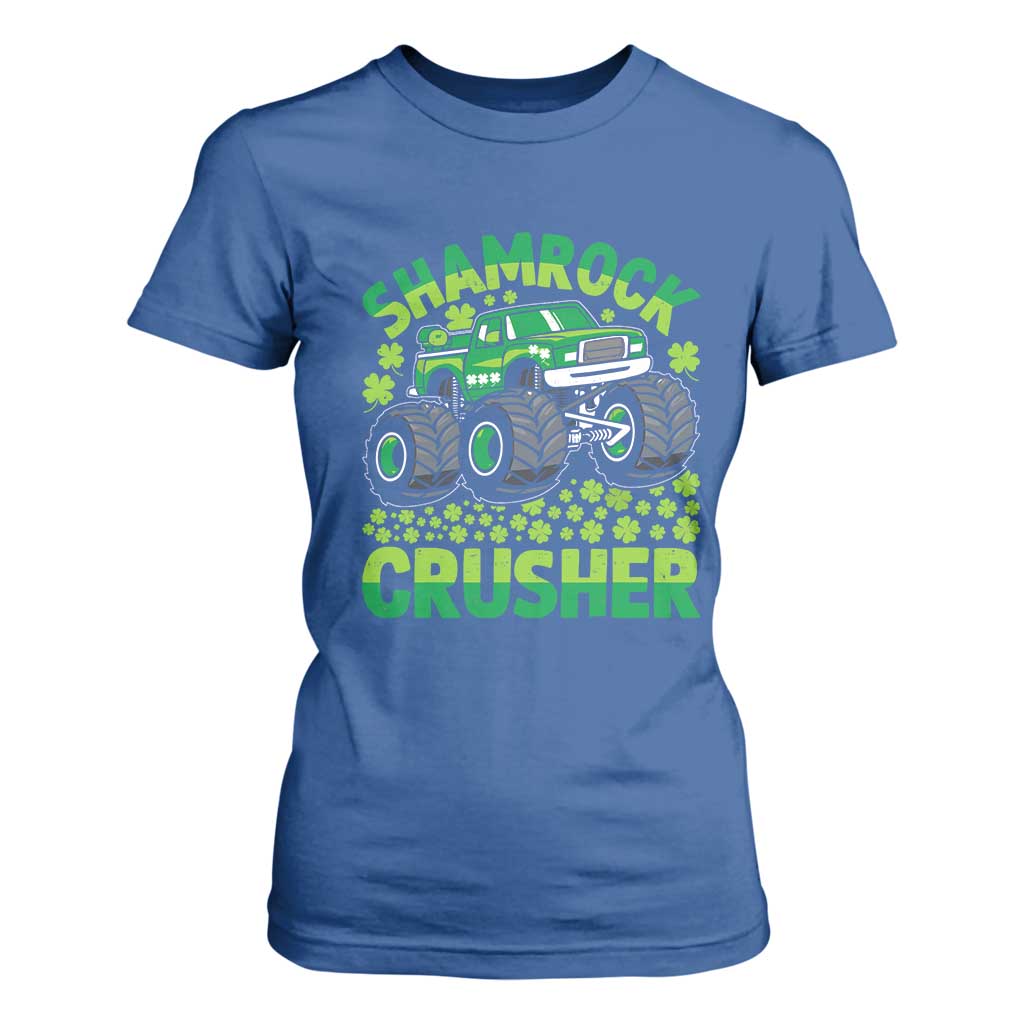 Funny Shamrock Crusher Monster Truck T Shirt For Women Happy St Patricks Day Boys TS02 Royal Blue Print Your Wear