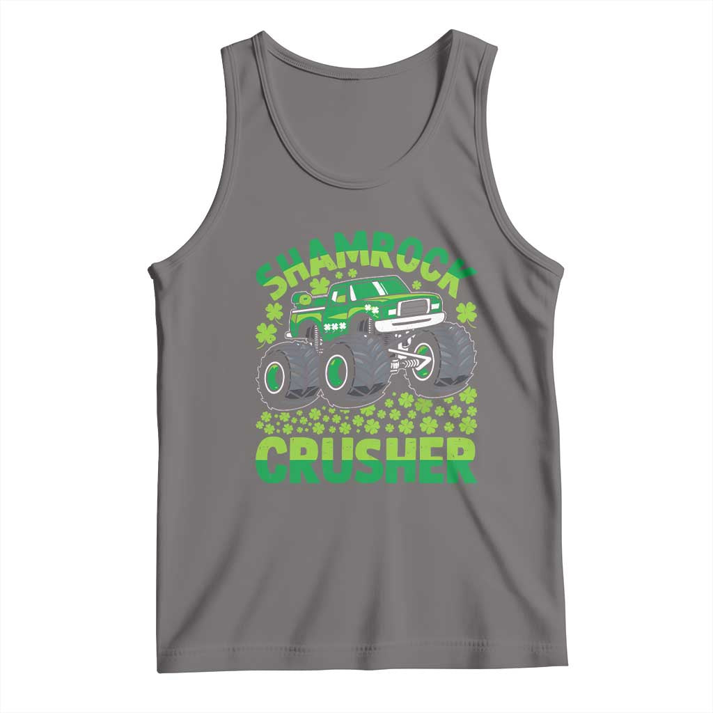 Funny Shamrock Crusher Monster Truck Tank Top Happy St Patricks Day Boys TS02 Deep Heather Print Your Wear