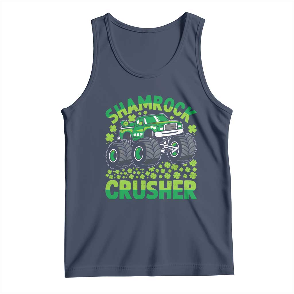Funny Shamrock Crusher Monster Truck Tank Top Happy St Patricks Day Boys TS02 Navy Print Your Wear