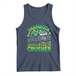 Funny Shamrock Crusher Monster Truck Tank Top Happy St Patricks Day Boys TS02 Navy Print Your Wear