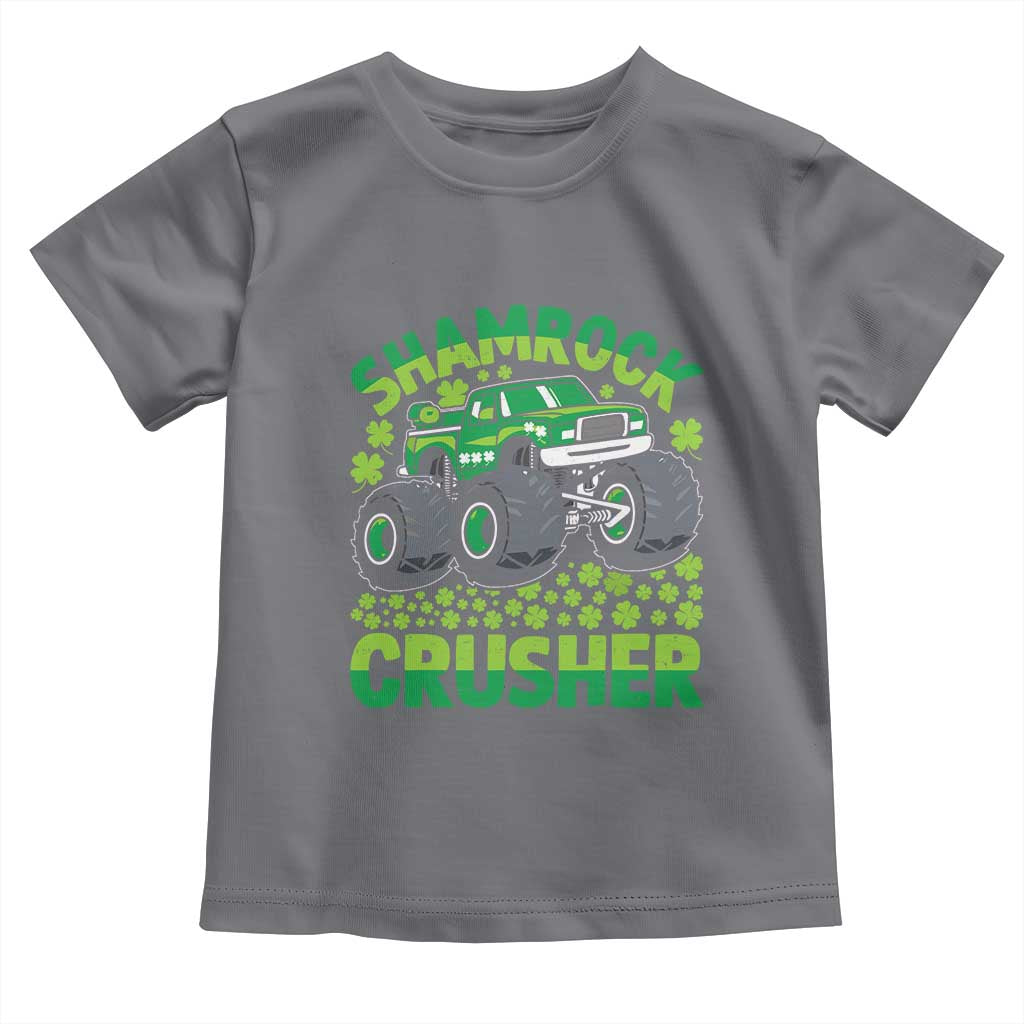 Funny Shamrock Crusher Monster Truck Toddler T Shirt Happy St Patricks Day Boys TS02 Charcoal Print Your Wear