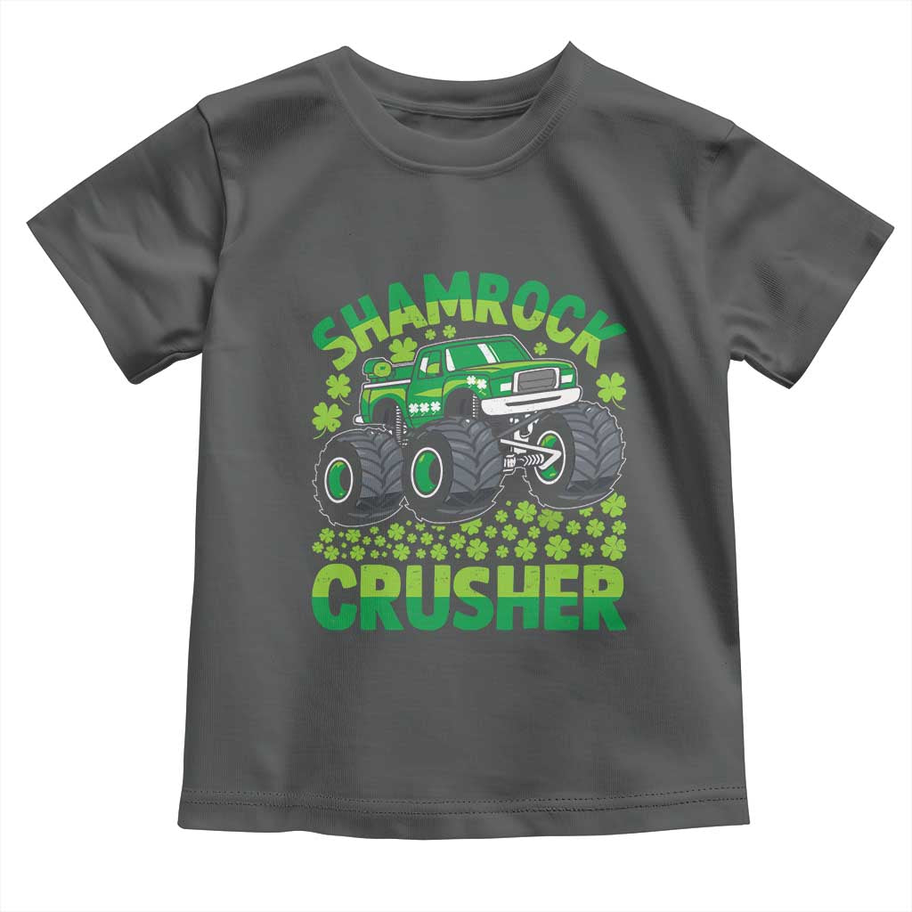 Funny Shamrock Crusher Monster Truck Toddler T Shirt Happy St Patricks Day Boys TS02 Dark Heather Print Your Wear