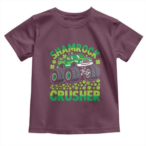 Funny Shamrock Crusher Monster Truck Toddler T Shirt Happy St Patricks Day Boys TS02 Maroon Print Your Wear