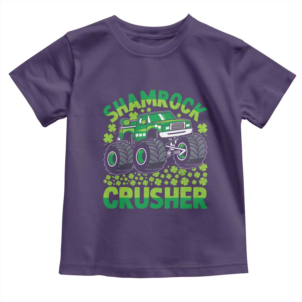 Funny Shamrock Crusher Monster Truck Toddler T Shirt Happy St Patricks Day Boys TS02 Purple Print Your Wear