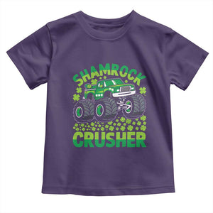 Funny Shamrock Crusher Monster Truck Toddler T Shirt Happy St Patricks Day Boys TS02 Purple Print Your Wear