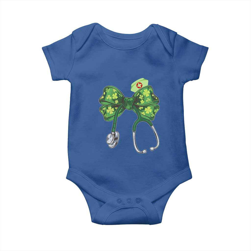 Shamrock Coquette Bow Stethoscope Baby Onesie Registered Nurse Nursing St Patricks Day TS02 Royal Blue Print Your Wear
