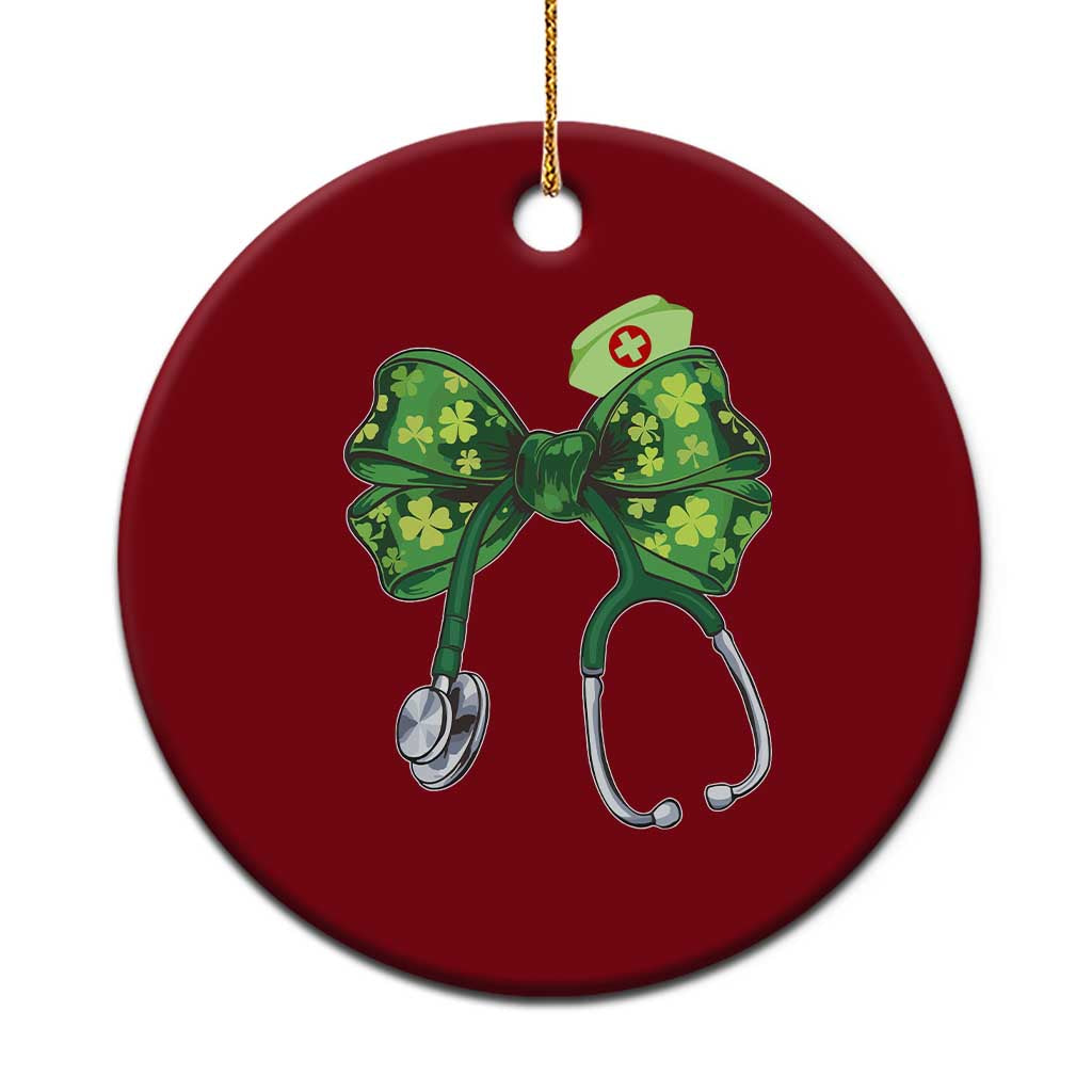 Shamrock Coquette Bow Stethoscope Ceramic Ornament Registered Nurse Nursing St Patricks Day TS02 1pc Red Print Your Wear