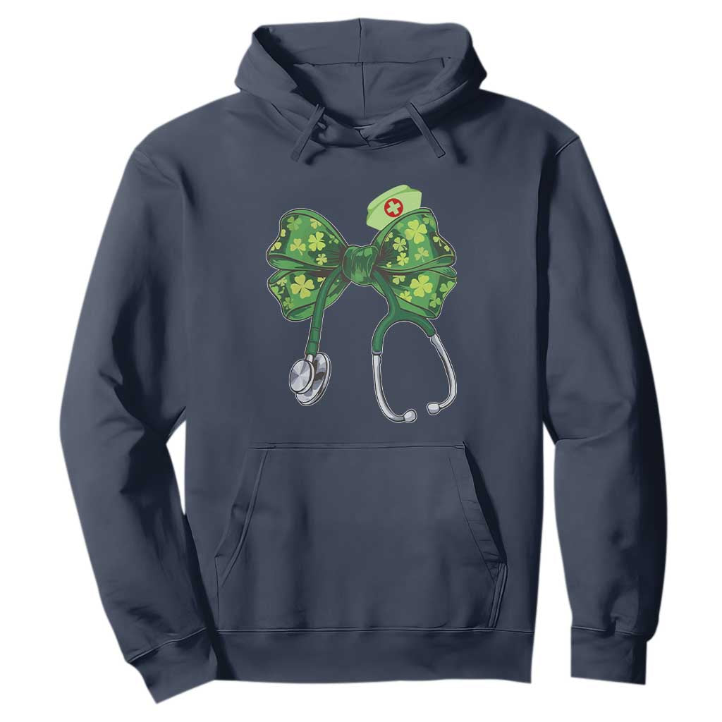 Shamrock Coquette Bow Stethoscope Hoodie Registered Nurse Nursing St Patricks Day TS02 Navy Print Your Wear