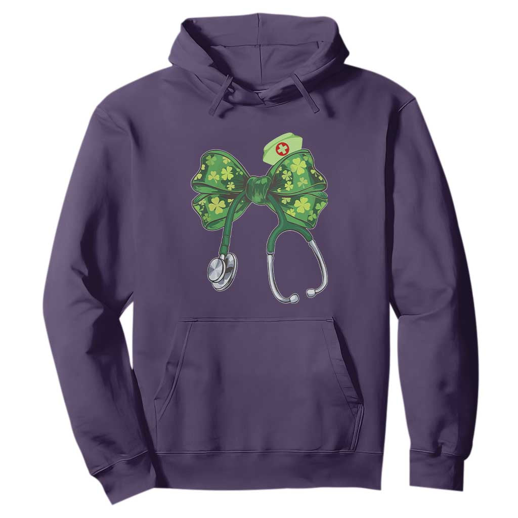 Shamrock Coquette Bow Stethoscope Hoodie Registered Nurse Nursing St Patricks Day TS02 Purple Print Your Wear