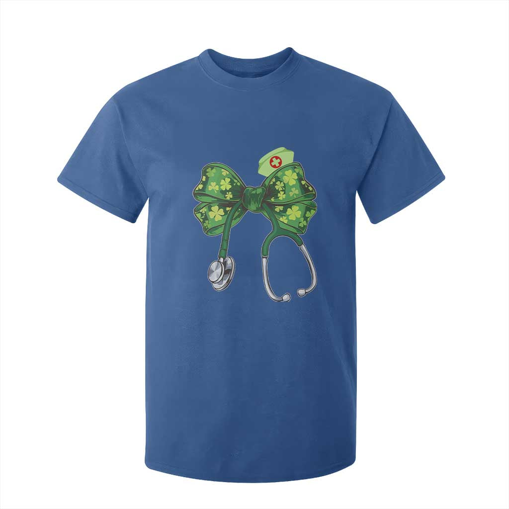 Shamrock Coquette Bow Stethoscope T Shirt For Kid Registered Nurse Nursing St Patricks Day TS02 Royal Blue Print Your Wear
