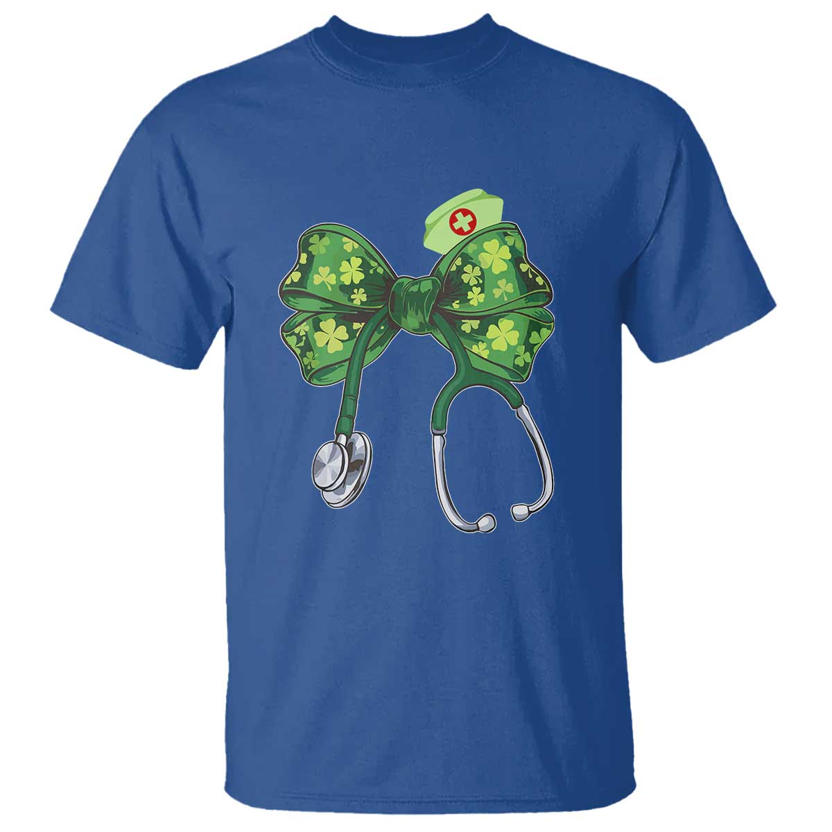 Shamrock Coquette Bow Stethoscope T Shirt Registered Nurse Nursing St Patricks Day TS02 Royal Blue Print Your Wear