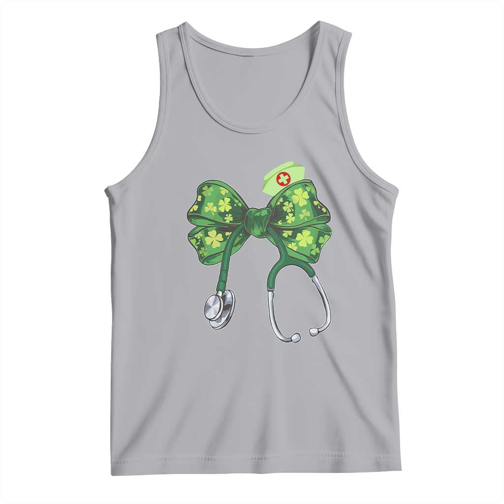 Shamrock Coquette Bow Stethoscope Tank Top Registered Nurse Nursing St Patricks Day TS02 Athletic Heather Print Your Wear