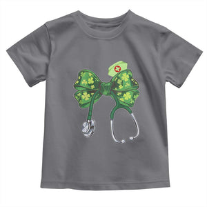 Shamrock Coquette Bow Stethoscope Toddler T Shirt Registered Nurse Nursing St Patricks Day TS02 Charcoal Print Your Wear