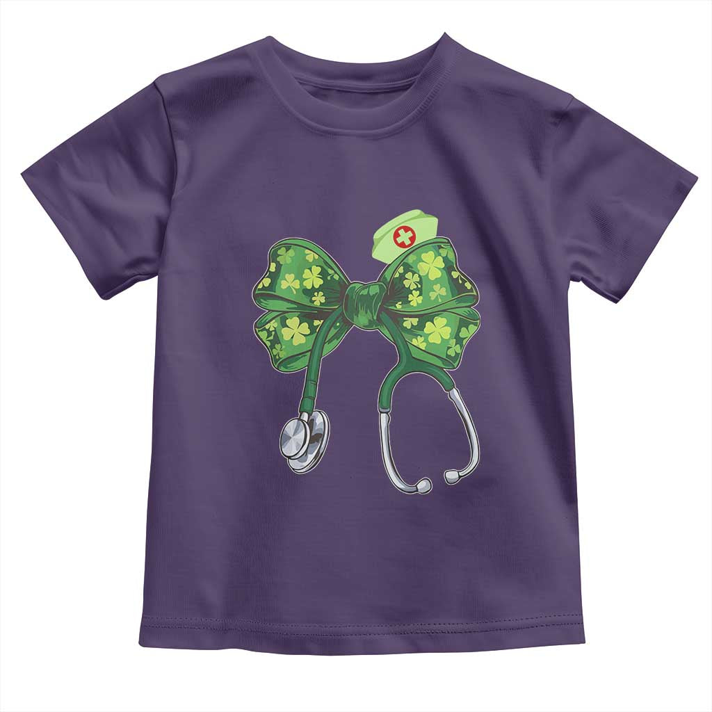 Shamrock Coquette Bow Stethoscope Toddler T Shirt Registered Nurse Nursing St Patricks Day TS02 Purple Print Your Wear