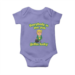 Funny St Patrick's Day Trump Baby Onesie Everybody in Pub Gettin Lucky TS02 Violet Print Your Wear