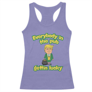 Funny St Patrick's Day Trump Racerback Tank Top Everybody in Pub Gettin Lucky TS02 Violet Print Your Wear