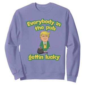 Funny St Patrick's Day Trump Sweatshirt Everybody in Pub Gettin Lucky TS02 Violet Print Your Wear