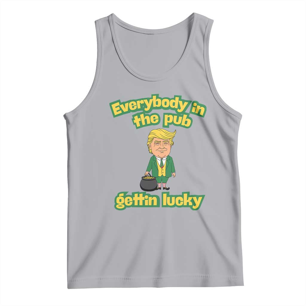Funny St Patrick's Day Trump Tank Top Everybody in Pub Gettin Lucky TS02 Athletic Heather Print Your Wear