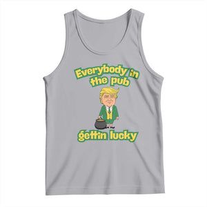 Funny St Patrick's Day Trump Tank Top Everybody in Pub Gettin Lucky TS02 Athletic Heather Print Your Wear