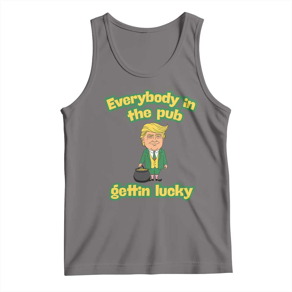 Funny St Patrick's Day Trump Tank Top Everybody in Pub Gettin Lucky TS02 Deep Heather Print Your Wear