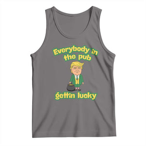 Funny St Patrick's Day Trump Tank Top Everybody in Pub Gettin Lucky TS02 Deep Heather Print Your Wear