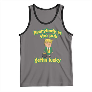 Funny St Patrick's Day Trump Tank Top Everybody in Pub Gettin Lucky TS02 Deep Heather Black Print Your Wear