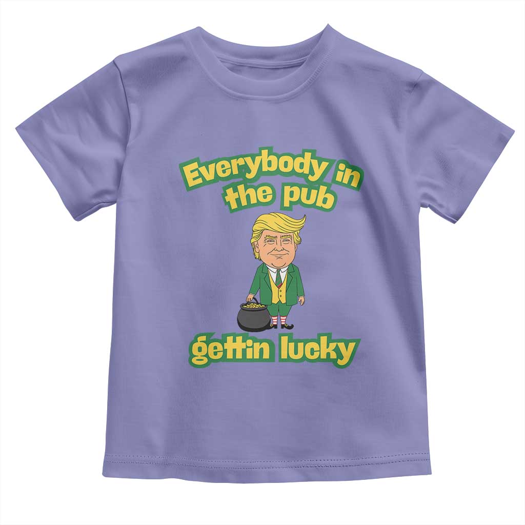 Funny St Patrick's Day Trump Toddler T Shirt Everybody in Pub Gettin Lucky TS02 Violet Print Your Wear