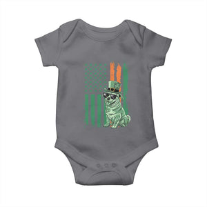 Funny St Patrick's Day Pug Leprechaun Baby Onesie Dog Lover Puppy Green American Flag TS02 Charcoal Print Your Wear