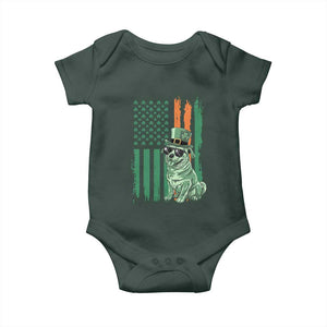 Funny St Patrick's Day Pug Leprechaun Baby Onesie Dog Lover Puppy Green American Flag TS02 Print Your Wear