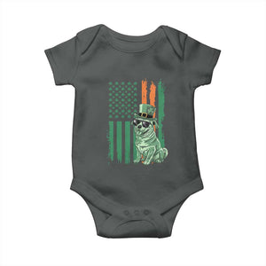 Funny St Patrick's Day Pug Leprechaun Baby Onesie Dog Lover Puppy Green American Flag TS02 Dark Heather Print Your Wear
