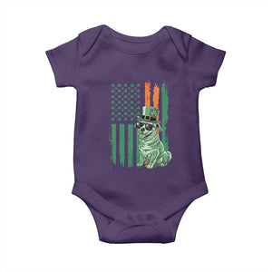 Funny St Patrick's Day Pug Leprechaun Baby Onesie Dog Lover Puppy Green American Flag TS02 Purple Print Your Wear