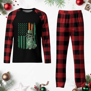 Funny St Patrick's Day Pug Leprechaun Plaid Pajama Set Dog Lover Puppy Green American Flag TS02 Buffalo Plaid Print Your Wear