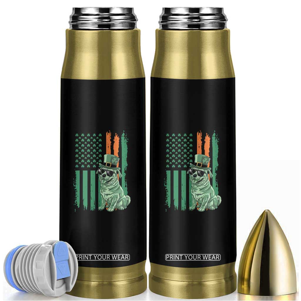 Funny St Patrick's Day Pug Leprechaun Bullet Tumbler Dog Lover Puppy Green American Flag TS02 Black Print Your Wear