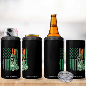 Funny St Patrick's Day Pug Leprechaun 4 in 1 Can Cooler Tumbler Dog Lover Puppy Green American Flag TS02 Print Your Wear