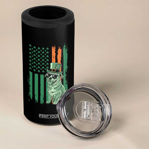 Funny St Patrick's Day Pug Leprechaun 4 in 1 Can Cooler Tumbler Dog Lover Puppy Green American Flag TS02 Print Your Wear
