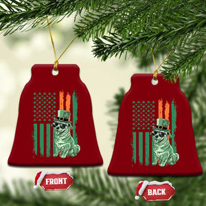 Funny St Patrick's Day Pug Leprechaun Ceramic Ornament Dog Lover Puppy Green American Flag TS02 Print Your Wear