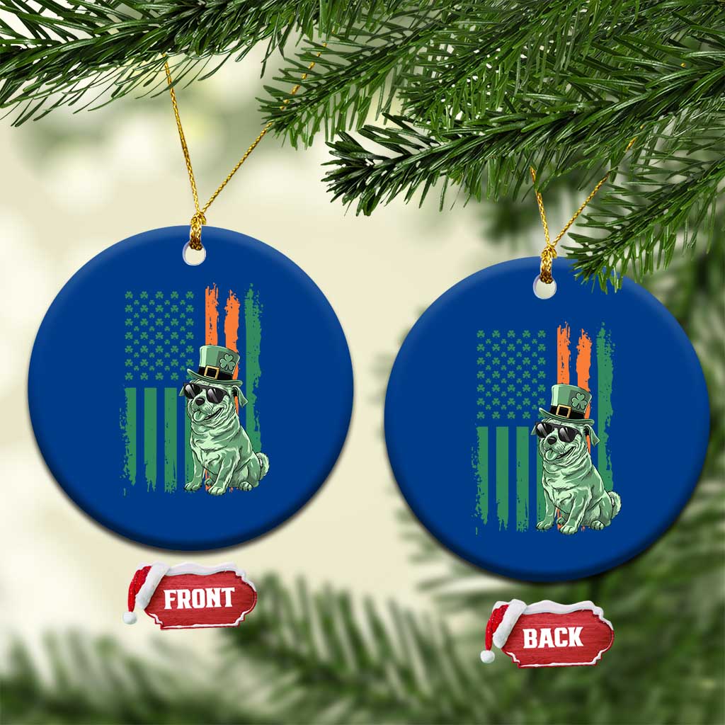 Funny St Patrick's Day Pug Leprechaun Ceramic Ornament Dog Lover Puppy Green American Flag TS02 1pc Blue Print Your Wear