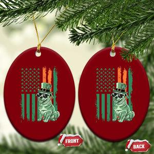 Funny St Patrick's Day Pug Leprechaun Ceramic Ornament Dog Lover Puppy Green American Flag TS02 Print Your Wear