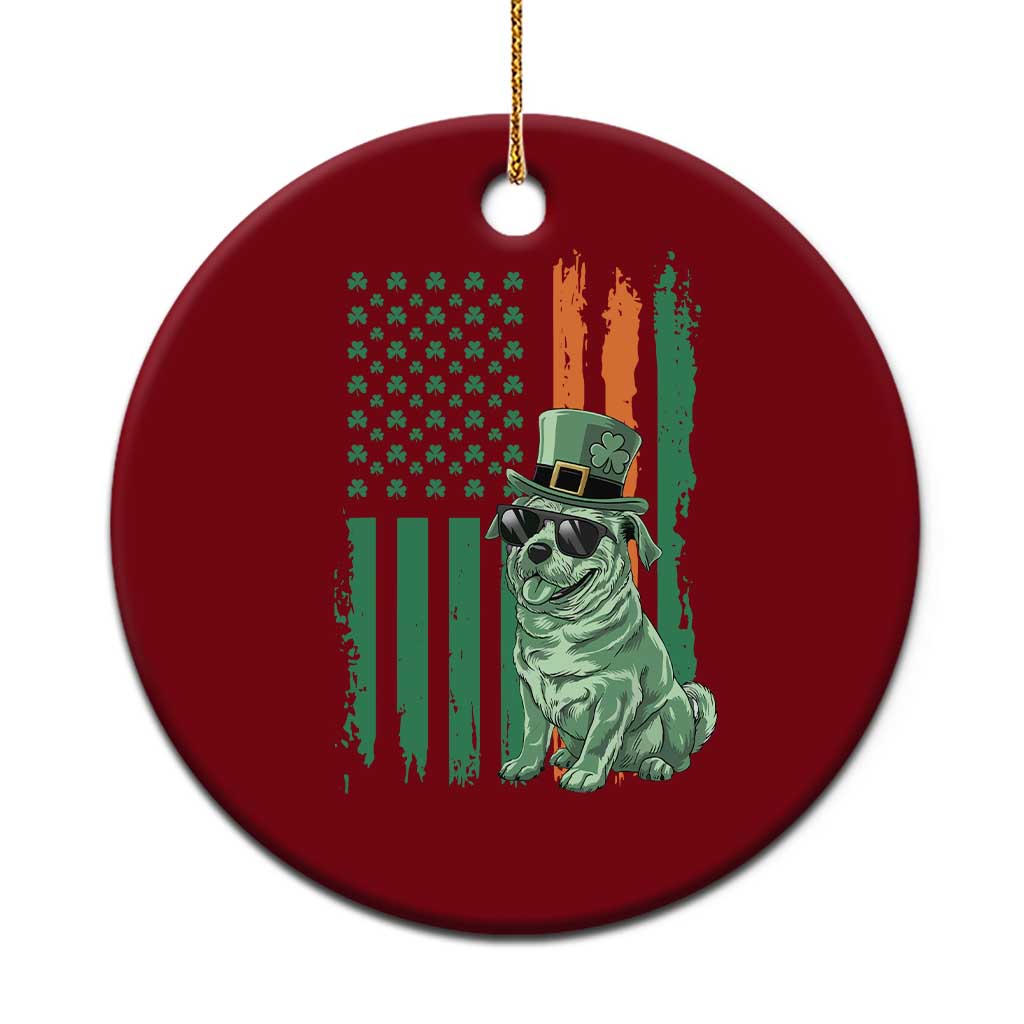 Funny St Patrick's Day Pug Leprechaun Ceramic Ornament Dog Lover Puppy Green American Flag TS02 1pc Red Print Your Wear