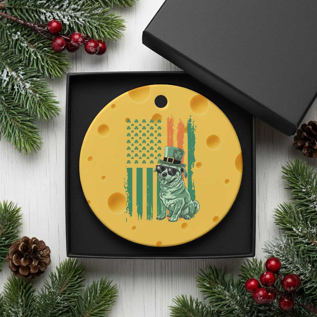 Funny St Patrick's Day Pug Leprechaun Ceramic Ornament Dog Lover Puppy Green American Flag TS02 1pc Yellow Cheese Print Your Wear