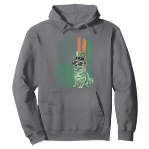 Funny St Patrick's Day Pug Leprechaun Hoodie Dog Lover Puppy Green American Flag TS02 Charcoal Print Your Wear
