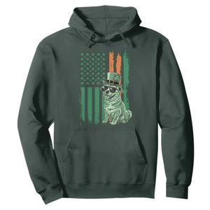 Funny St Patrick's Day Pug Leprechaun Hoodie Dog Lover Puppy Green American Flag TS02 Dark Forest Green Print Your Wear