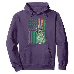 Funny St Patrick's Day Pug Leprechaun Hoodie Dog Lover Puppy Green American Flag TS02 Purple Print Your Wear