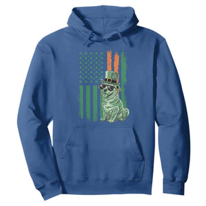 Funny St Patrick's Day Pug Leprechaun Hoodie Dog Lover Puppy Green American Flag TS02 Royal Blue Print Your Wear
