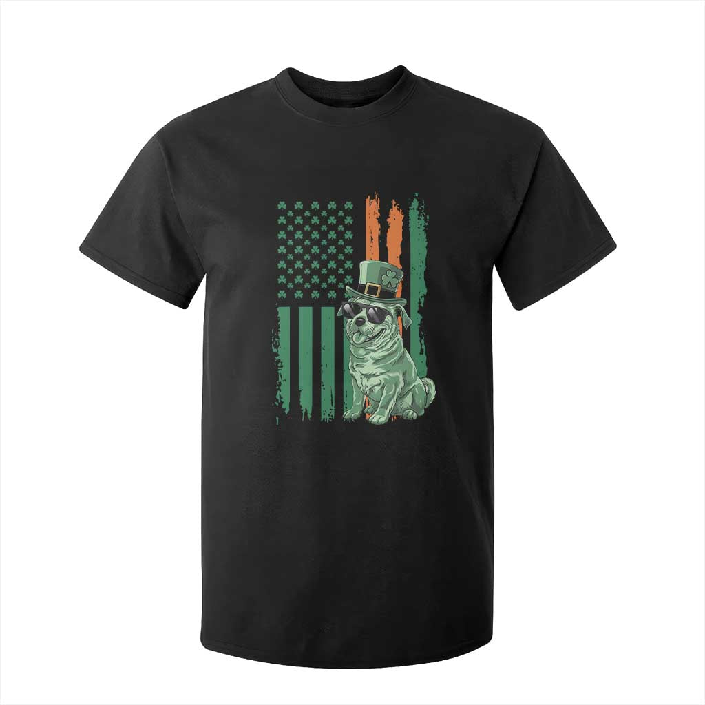 Funny St Patrick's Day Pug Leprechaun T Shirt For Kid Dog Lover Puppy Green American Flag TS02 Black Print Your Wear