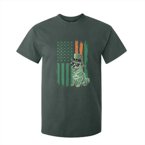 Funny St Patrick's Day Pug Leprechaun T Shirt For Kid Dog Lover Puppy Green American Flag TS02 Dark Forest Green Print Your Wear