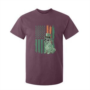 Funny St Patrick's Day Pug Leprechaun T Shirt For Kid Dog Lover Puppy Green American Flag TS02 Maroon Print Your Wear