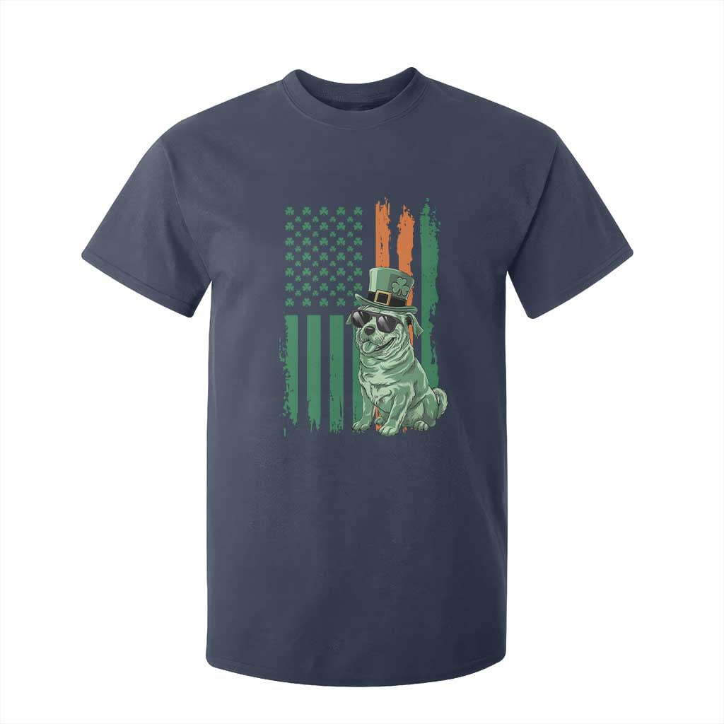 Funny St Patrick's Day Pug Leprechaun T Shirt For Kid Dog Lover Puppy Green American Flag TS02 Navy Print Your Wear